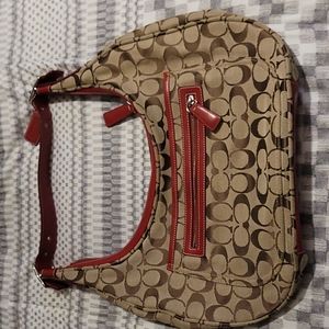 Coach Soho Hobo Shoulder bag k1k-6070 Kahki and Red Leather